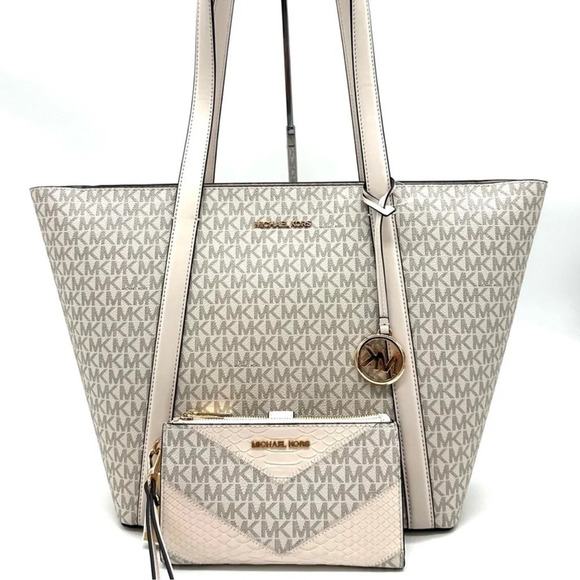 Michael Kors Pratt Large Signature Logo Tote Bag & Double Zip Wallet (NWT) - Picture 4 of 13